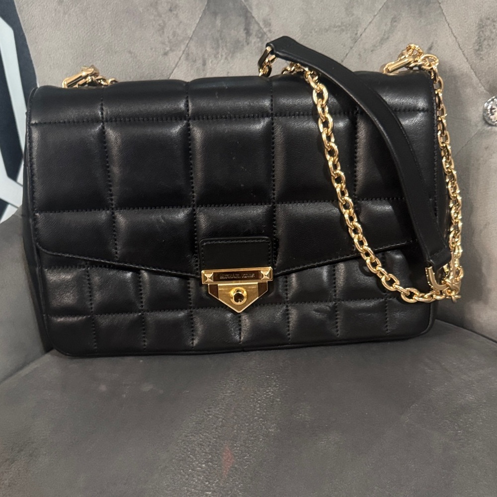 Black Quilted Leather Shoulder Bag